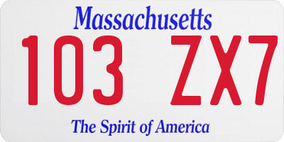 MA license plate 103ZX7