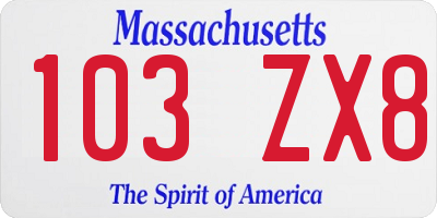 MA license plate 103ZX8