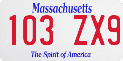 MA license plate 103ZX9