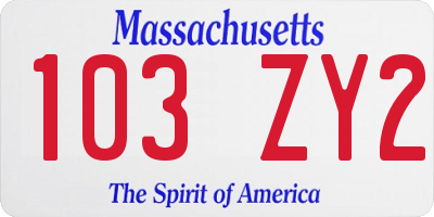 MA license plate 103ZY2