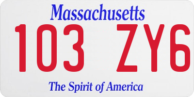 MA license plate 103ZY6