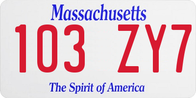 MA license plate 103ZY7