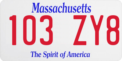 MA license plate 103ZY8