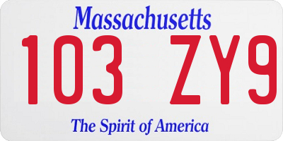MA license plate 103ZY9