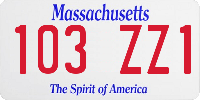 MA license plate 103ZZ1
