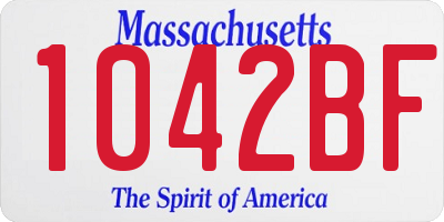 MA license plate 1042BF