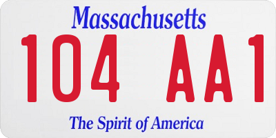 MA license plate 104AA1