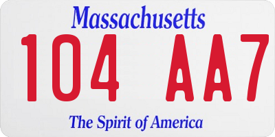 MA license plate 104AA7