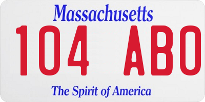 MA license plate 104AB0