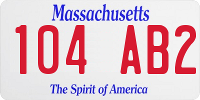 MA license plate 104AB2