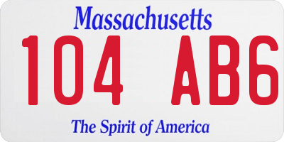 MA license plate 104AB6
