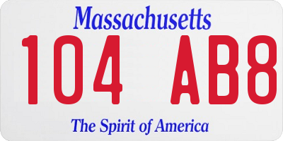 MA license plate 104AB8