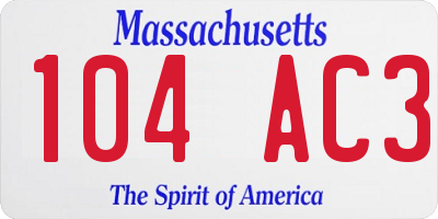 MA license plate 104AC3