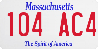 MA license plate 104AC4