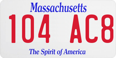 MA license plate 104AC8