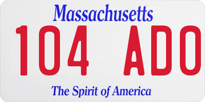 MA license plate 104AD0