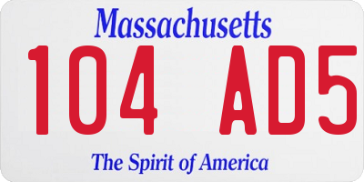 MA license plate 104AD5
