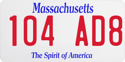 MA license plate 104AD8