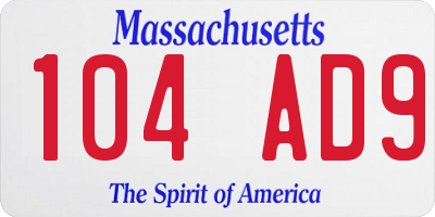 MA license plate 104AD9
