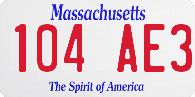 MA license plate 104AE3