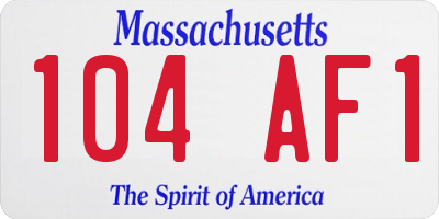 MA license plate 104AF1