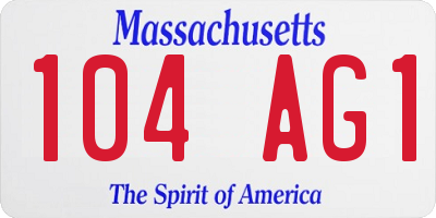 MA license plate 104AG1