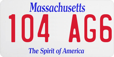 MA license plate 104AG6