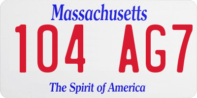 MA license plate 104AG7