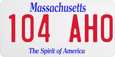MA license plate 104AH0