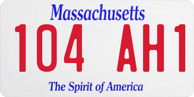 MA license plate 104AH1