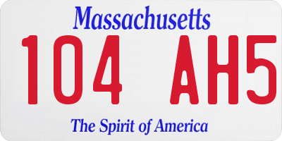 MA license plate 104AH5