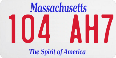 MA license plate 104AH7