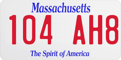 MA license plate 104AH8