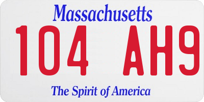 MA license plate 104AH9