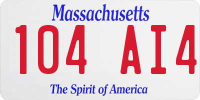 MA license plate 104AI4