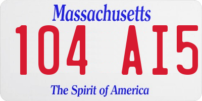 MA license plate 104AI5
