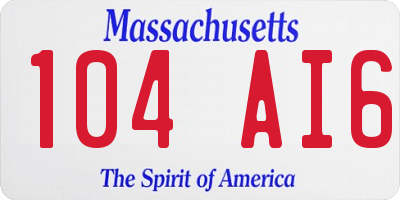 MA license plate 104AI6