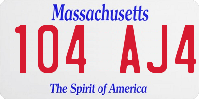 MA license plate 104AJ4