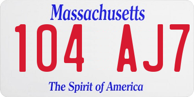 MA license plate 104AJ7