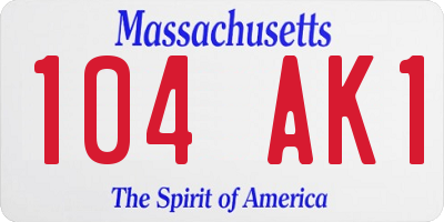 MA license plate 104AK1