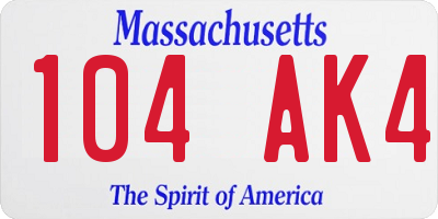 MA license plate 104AK4