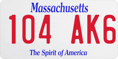 MA license plate 104AK6