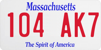 MA license plate 104AK7