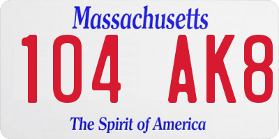 MA license plate 104AK8