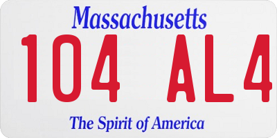 MA license plate 104AL4