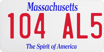 MA license plate 104AL5