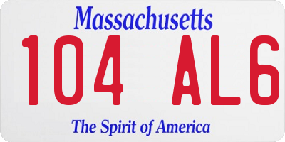 MA license plate 104AL6