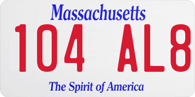 MA license plate 104AL8