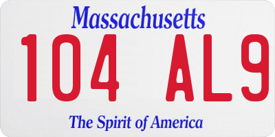 MA license plate 104AL9