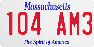 MA license plate 104AM3